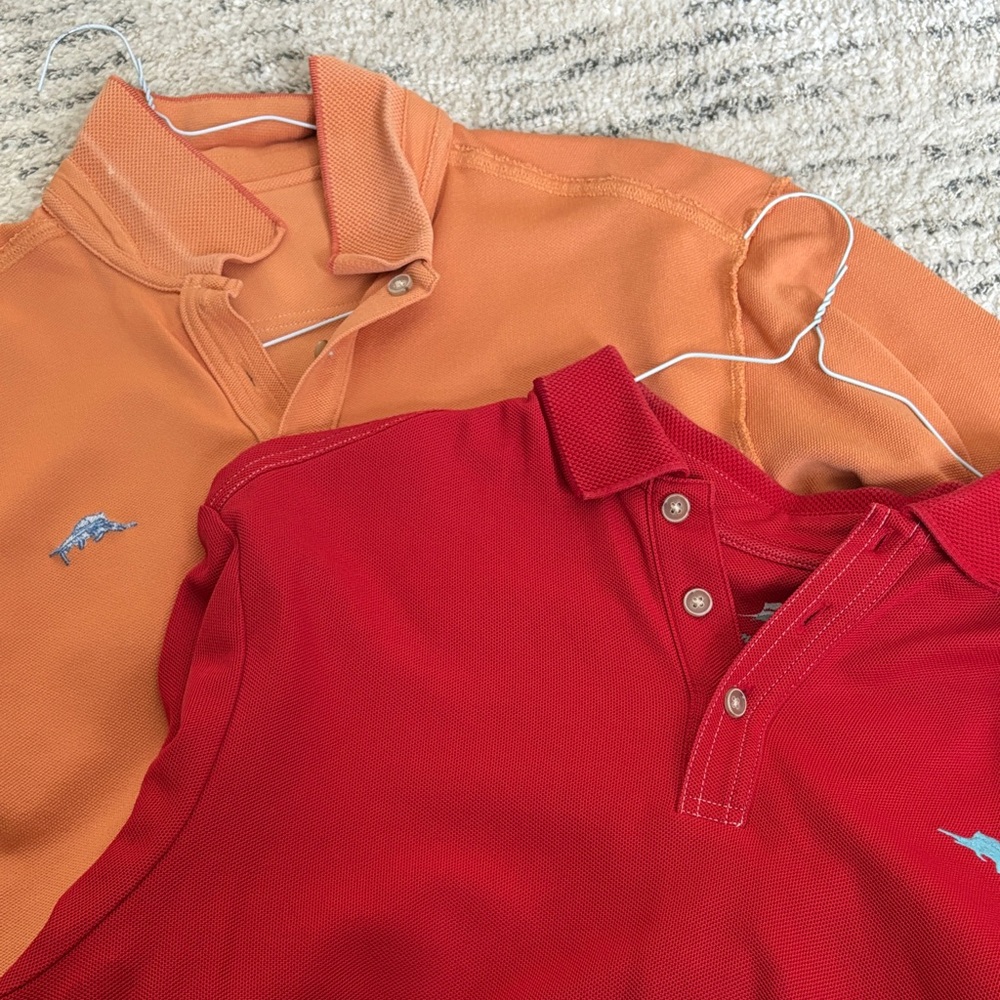 Tommy Bahama Red and Orange Polo Shirts in